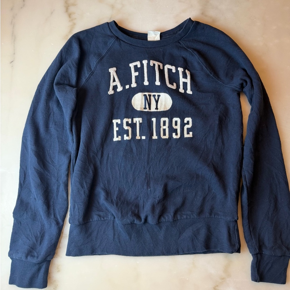Abercrombie & Fitch Navy Crew Sweatshirt with Logo